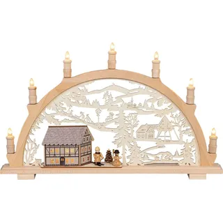 Lichterbogen Fachwerkhaus mit Winterkinder, 7flammig BxHxT 66x39x6cm NEU