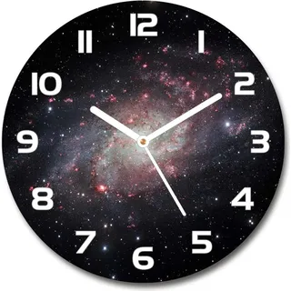 Wanduhr aus Glas 30fi Glasbild Glasuhr Gehärtetes Glas - weisse-zeiger - Nebula - Schwarz