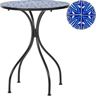 BELIANI Gartentisch Schwarz u. Blau aus Metall Mosaik Muster ø 60 cm Rund Kaffeetisch Couchtisch Outdoor Terrassenmöbel Gartenmöbel Balkonmöbel - Schwarz, Blau