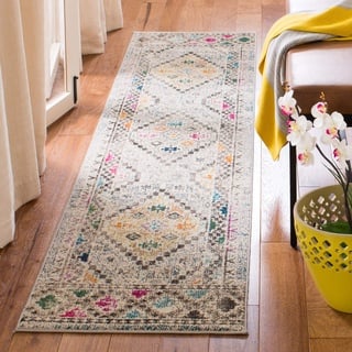 SAFAVIEH Boho Teppich für Wohnzimmer, Esszimmer, Schlafzimmer - Madison Collection, Kurzer Flor, Grau und Gelb, 61 X 244 cm