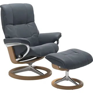 Stressless® Relaxsessel »Mayfair«, (Set, Relaxsessel mit Hocker), mit Hocker, mit Signature Base, Größe S, M & L, Gestell Eiche blau