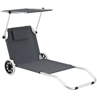 [en.casa] Lazkano Sonnenliege 150 x 62 x 60 cm Dunkelgrau