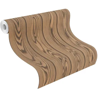 Rasch Textil Rasch Tapete 499520 - Vliestapete in Braun mit Holzoptik, Eiche, Holz-Maserung, Holz, Leisten, Struktur