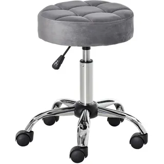 Homcom Salonstuhl mit Rädern, Hellgrau , Kunststoff , 35x61x35 cm , Büromöbel, Bürostühle, Bürohocker