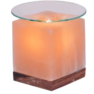 HIMALAYA SALT DREAMS Salzkristall-Tischlampe »Kubus«, Leuchtmittel E14   Leuchtmittel wechselbar, Handgefertigt aus Salzkristall - jeder Stein ein Unikat, H: ca.13 cm, orange