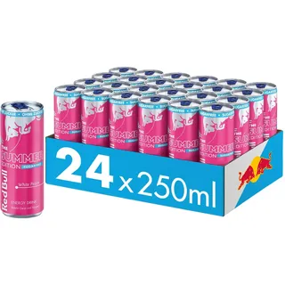 Red Bull Energy Drink Summer Edition White Peach Sugarfree - 24er Palette Dosen - Getränke mit White Peach Geschmack, EINWEG (24 x 250 ml)