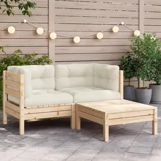 VidaXL 806676, Holz, Stoff, Polyester, Erwachsene & Kinder, 5 cm, 60 cm, 60 cm - Creme