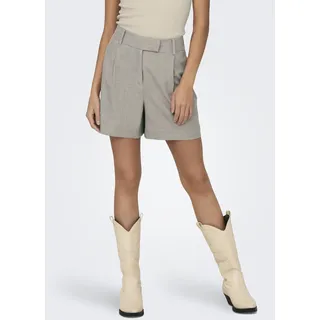 Shorts ONLY "ONLLINDA – Shorts mit hoher Taille und weitem Beinschnitt", Damen, Gr. M (38), N-Gr, braun (fungi detail), Web, Obermaterial: 97% Polyester, 3% Elasthan, unifarben, weit kurz, Hosen Shorts, Materialmix, High Waist