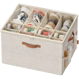 SONGMICS Schuh-Organizer, Schuhaufbewahrung, für 16 Paar Schuhe, Schuhbox, Griffe, platzsparend, Aufbewahrungsbox mit transparentem Deckel, anpassbar, für Schrank, cappuccinobeige LSP555K01