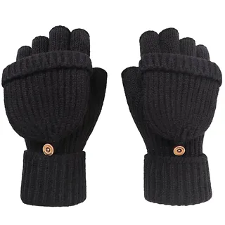 Winter Fingerlose Handschuhe Strick Fingerhandschuhe Mit Klappfinger Winterhandschuhe Fäustlinge Outdoor Fausthandschuh Handwärmer Gloves Warme Requisiten Geschenke Für Wandern Skifahren Radfahren