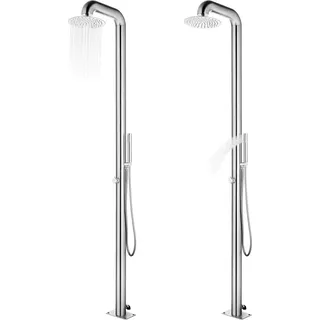 vidaXL Gartendusche mit Grauer Bodenplatte 230 cm Edelstahl - Grau