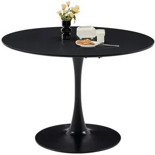 GrandCA HOME 110cm schwarz moderner runder Esstisch,Tisch rund 110 cm,Esstisch rund,geeignet für 4–6 Personen,Geeignet für Küche,Wohnzimmer, Esszimmer,Schwarz