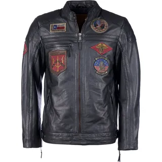Top Gun Racing, Lederjacke - Schwarz/Schwarz - XXL