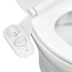 LUXE Bidet NEO 185 Plus – Mechanischer Bidet-Toilettensitzaufsatz der nächsten Generation mit innovativen EZ-Lift-Scharnieren, Doppeldüsen und 360°-Selbstreinigungsmodus (weiß)