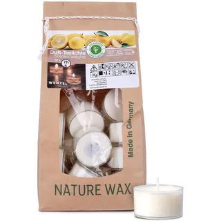 Wenzel Teelichter Duftkerze – 18 Duftteelichter Citronella Duft - 7 h Brenndauer - 100% Naturwachs, Palmölfrei, Ohne Alu – Raumduft & Deko-Kerzen für Zuhause, Bar, Restaurant, Outdoor, Events