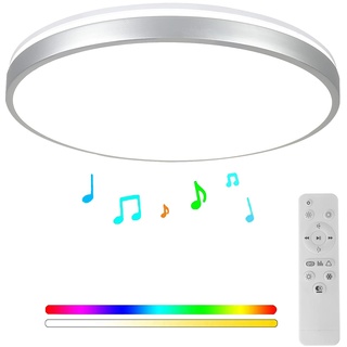 Horevo 24W LED-Deckenleuchte mit Fernbedienung und Bluetooth-Lautsprecher, 2000 Lumen Ø30cm Dimmbare Deckenleuchten für Wohnzimmer, Wohnzimmer, Kinderzimmer, Schlafzimmer