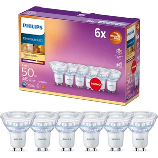 Philips Spot 50W, 36°, WarmGlow Dimmable 6-pack GU10