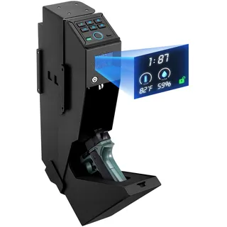 Vevor Waffentresor Pistolentresor mit Fingerabdruck/Passwort (6-stellige Tastatur)/Schlüssel, Waffensafe Waffenkofferbox mit LED für 1 Pistole & Magazin, 190 x 98 x 425 mm Waffenbox für Nachttisch