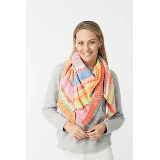 Dreieckstuch ZWILLINGSHERZ "Maralda", Damen, bunt, Strick, Materialmix, Modetücher Dreieckstuch, farbenfrohes Muster, wärmend, Strick
