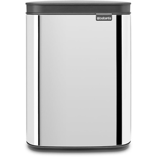 Brabantia - Bo Abfalleimer 4L - Abfalleimer klein & stilvoll - Leicht zu öffnender, sanft schließender Deckel - Hygienisch & platzsparend - Wandmontage - Bad, Toilette, Schlafzimmer - Brilliant Steel