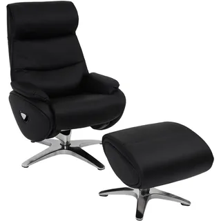 Mendler Relaxsessel HWC-K98 Kunstleder 77 x 110 x 0 cm Schwarz mit Hocker