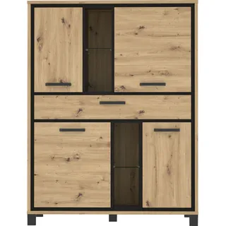 Forte Highboard 120,4 x 161 x 41,5 cm Schwarz