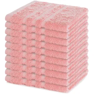 Lavea® 10er Seiftuch Set, 30 x 30 cm, 100% Baumwolle Frottier 500 g/m2, Gästehandtücher und kleine Waschlappen, pflegeleicht 60 °C, Frottierserie Elena, ideal für Bad und Gäste WC, Pastellrosa