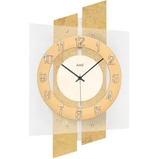 AMS 5533 Wanduhr Funk Funkwanduhr analog messing farben mit Glas - Silber, Schwarz