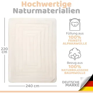 engelshof alpakas Engelshof Alpaka Bettdecke "Farisa" Winter Duo 220x240cm - Weiß