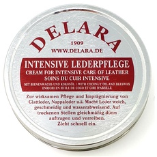 DELARA Intensive Lederpflege - 150 ml schwarz - Imprägniert und schützt Leder sehr wirksam, neue Rezeptur mit hochwertigem Kokosöl und Bienenwachs