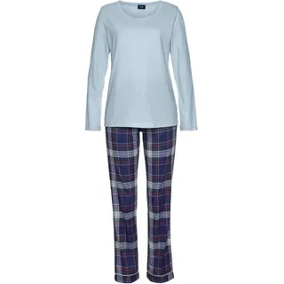 H.I.S. H.I.S Damen Pyjama hellblau/blau-kariert Gr.34