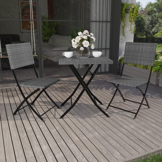 Garden Vida Garten-Bistro-Set, grau, H 72.5 x W 60 x D 60 cm Approx