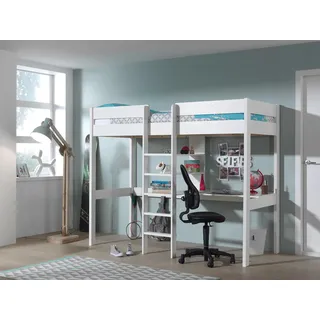 Vipack Hochbett Pino 105 x 175 x 208 cm Kiefer massiv weiß lackiert