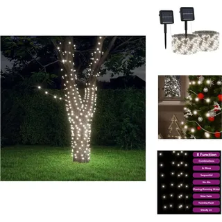 vidaXL Solar-Lichterkette 2 Stk. 2x200 LED Kaltweiß Innen Außen - Weihnachtsbeleuchtung