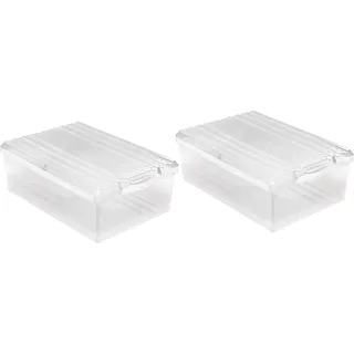 Aufbewahrungsbox Schuhbox mit Belüftungshaltelöcher 350 x 260 x 130 mm 2-er Set Transparent