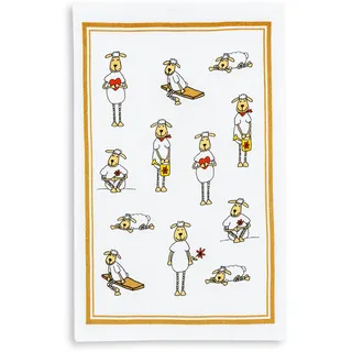 Kracht Geschirrtuch Frottier, Druck Schafe mit Herz, 45/70cm, 100% Baumwolle