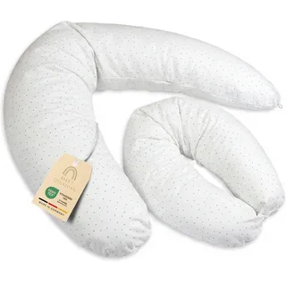 Baby's Stillkissen Seitenschläferkissen - Lagerungskissen Baby | OekoTex zertifiziertes Stillkissen mit Bezug - 190cm großes Schwangerschaftskissen für Baby & Erwachsene - 100% Bio-Baumwolle