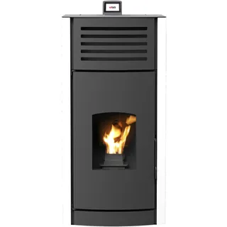 A Robin Wood Enya Aqua Weiß Pelletofen Wasserführend 30 kW Pelletkamin Heizung