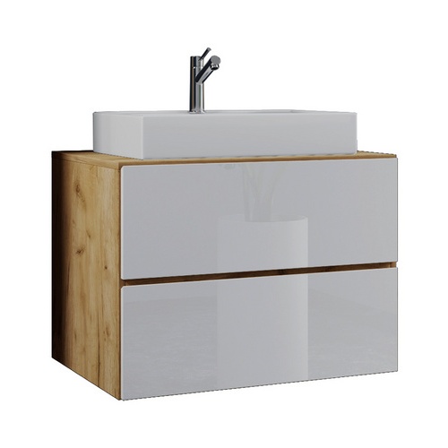 Bild von 2-tlg. Waschplatz Waschtisch Badmöbel Lendas S 915286 honig-eiche, weiß 81,0 x 46,0 x 69,0 cm