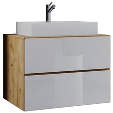 Bild von 2-tlg. Waschplatz Waschtisch Badmöbel Lendas S 915286 honig-eiche, weiß 81,0 x 46,0 x 69,0 cm