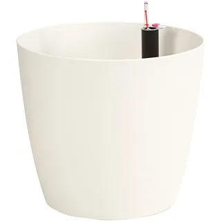 Dehner Pflanztopf Mila mit Selbstbewässerungs-System, Ø 30 cm, Höhe 26 cm, Kunststoff, weiß