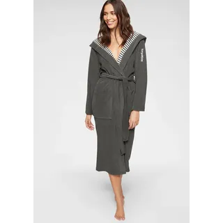 KangaROOS Damenbademantel »Dalia, ideal für Sauna & Spa, Standardlänge & Überlänge« 1 Stk. Uni-Farben mit Streifen, Taschen, leicht, XS-3XL, auch in extra lang, grau