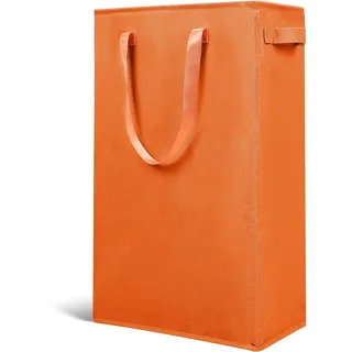 odonata Odonata, schmaler Wäschekorb mit Griffen, faltbar, 45 L, schlanker Wäschesammler für schmutzige Kleidung, schmal, in Orange