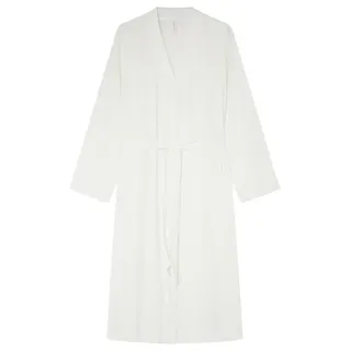 Women'secret Damen Long Satin Robe Morgenmantel, Cotton White, XL