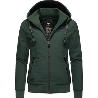 Ragwear Winterjacke "Winterjacke Nuggie Melange" mit Kapuze stylische, melierte Damen Freizeitjacke, dunkelgrün