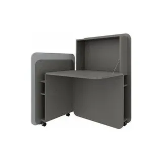 fm FLATup  Sekretär basalt/hellblau rechteckig, schwarz 107,0 x 41,5 - 91,0 cm