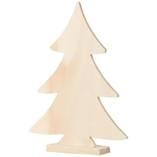 Artemio 20 cm Holz Weihnachten Baum auf Fuß, beige