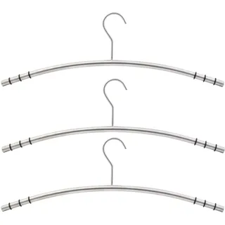 axentia 3-teiliges Kleiderbügel-Set mit Antirutsch-Funktion, Edelstahl/Silikon