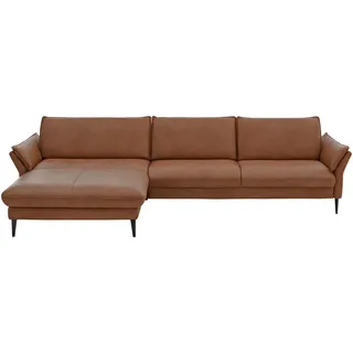 Hukla Ecksofa , Braun , Leder , Echtleder , Longlife-Leder, Semi-Anilinleder , Ottomane links, L-Form , 334x172 cm , Goldenes M , erweiterbar, Fußauswahl, Lederauswahl, Stoffauswahl, planbar, Sitzqualitäten, seitenverkehrt erhältlich, Hocker erhältlich, Rücken echt, individuell planbar , Wohnzimmer, Sofas & Couches, Wohnlandschaften, Ecksofas