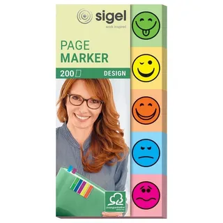 Sigel Design Haftmarker farbsortiert "Smiley" 5x 40 Streifen